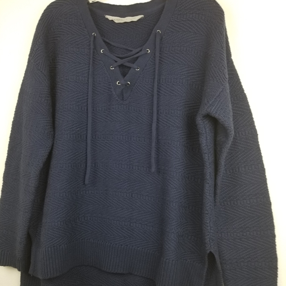 Athleta Blue Sunset Lace Up Slouchy Fit Sweater Cotton Blend Size Medium - Picture 6 of 15